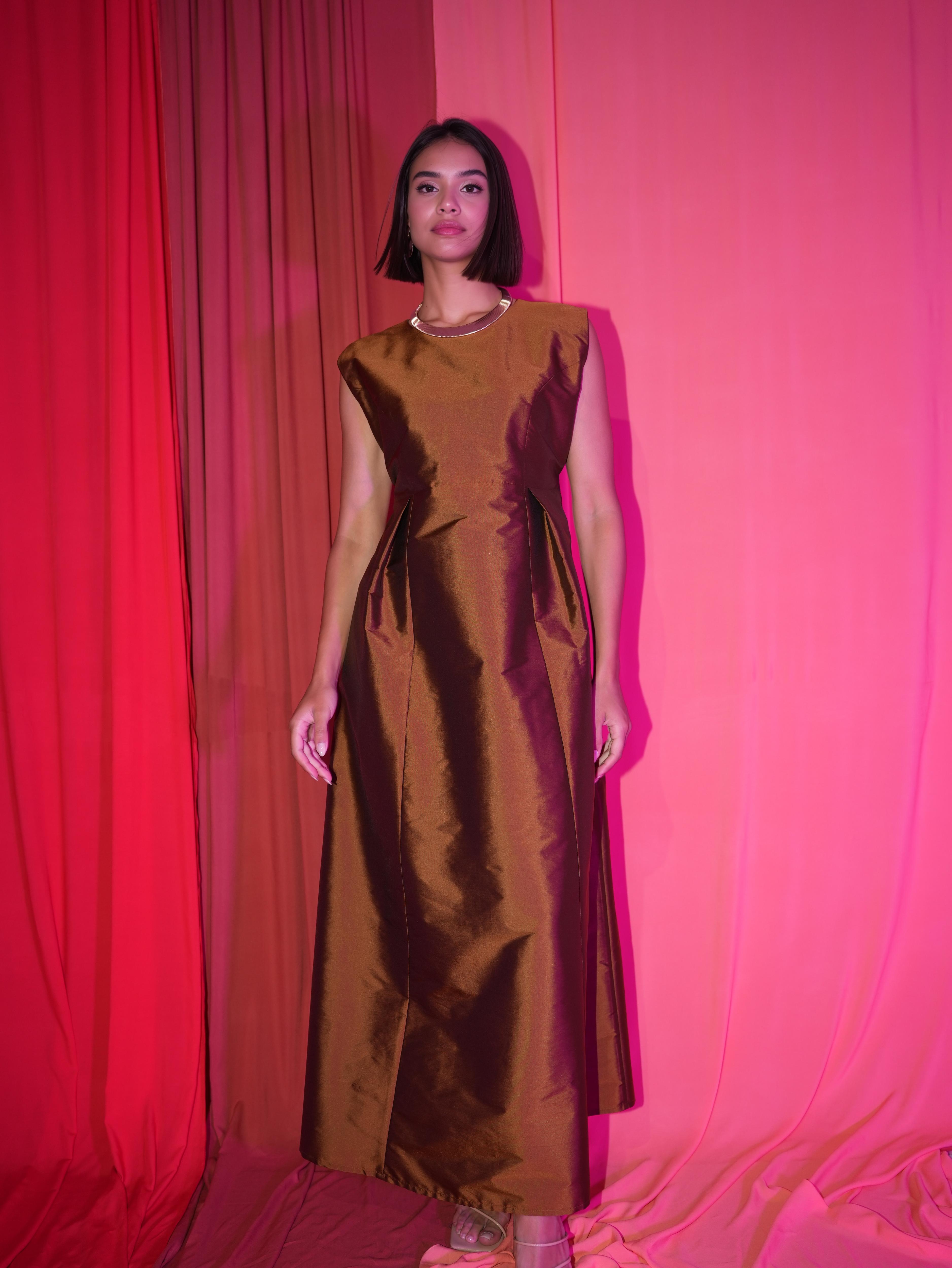 The Brown Pleats Dress